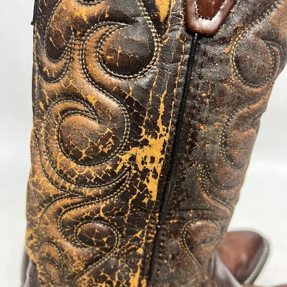 Vintage Wrangler Cowboy Western Boots Men’s 9 EE Brown Distressed 5115 main image 9